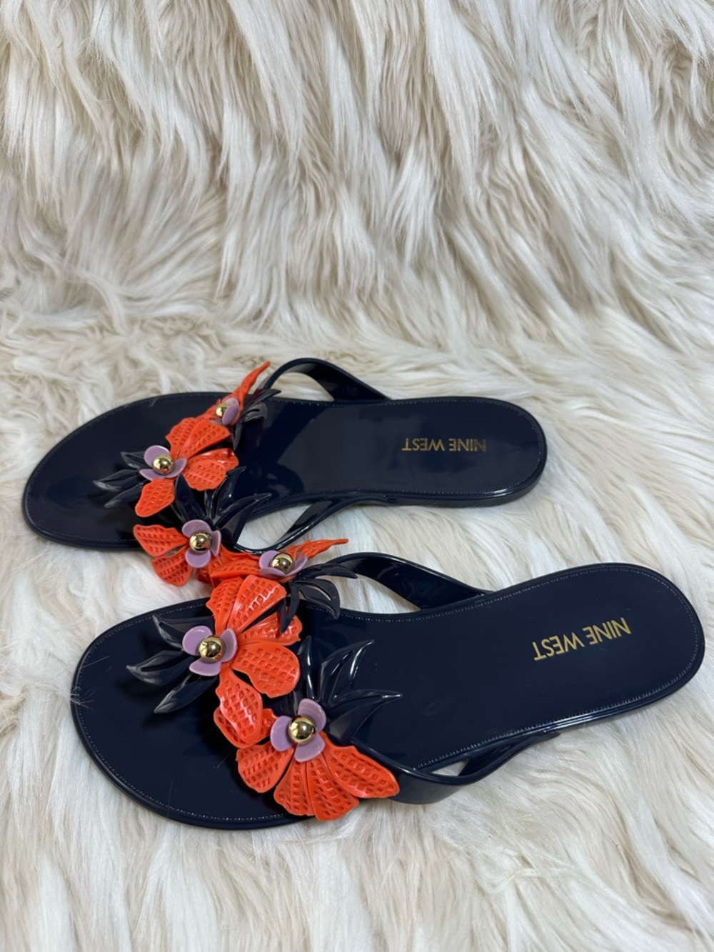 🌺 Nine West Floral Jelly Sandals – Size 9 - Picture 3 of 6